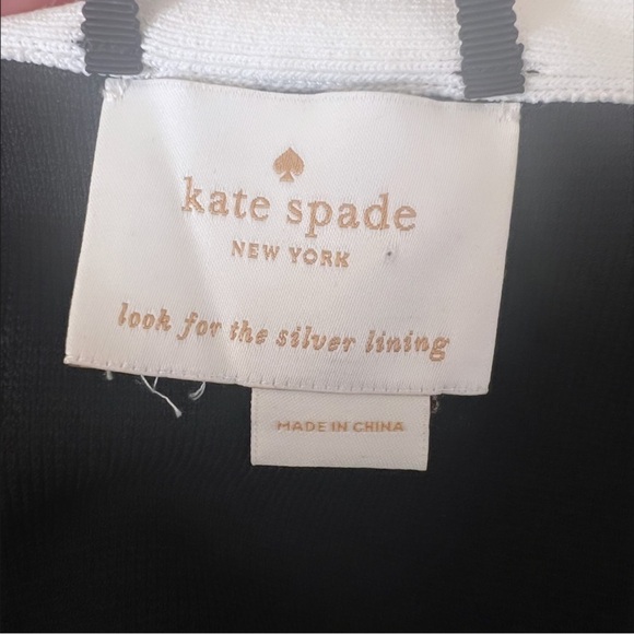 RARE KATE SPADE Head In The Clouds Black & Off White Knit Coat Size Medium - Picture 13 of 16